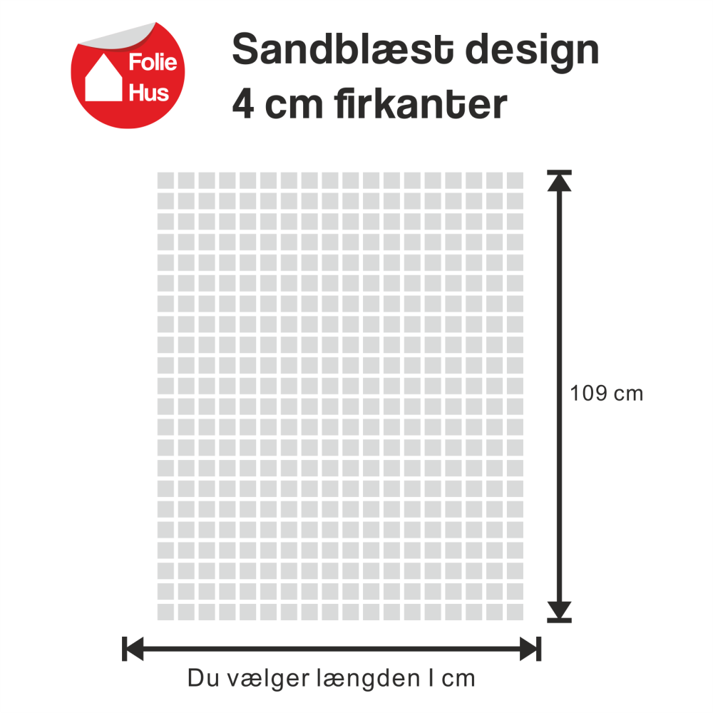 Sandblæst folie design 4cm firkanter (109 cm højde) - Image 2
